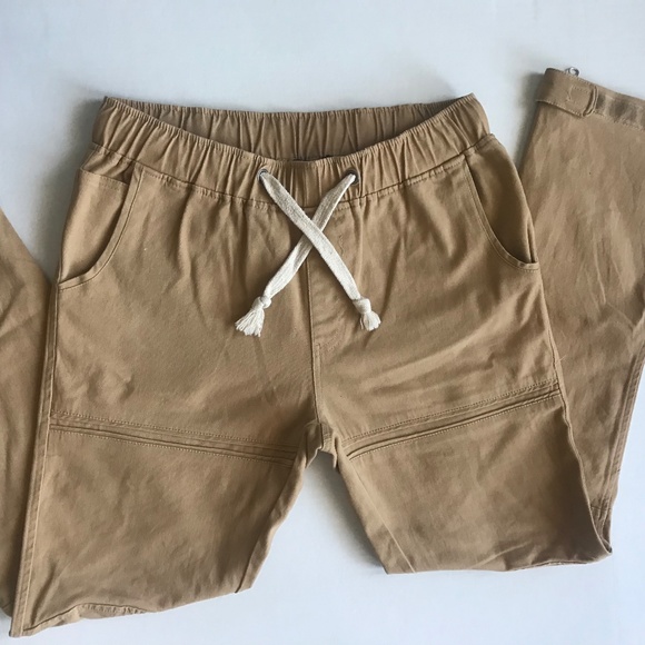 American Stitch Zipper Cotton Joggers | S | Khaki - Picture 7 of 9